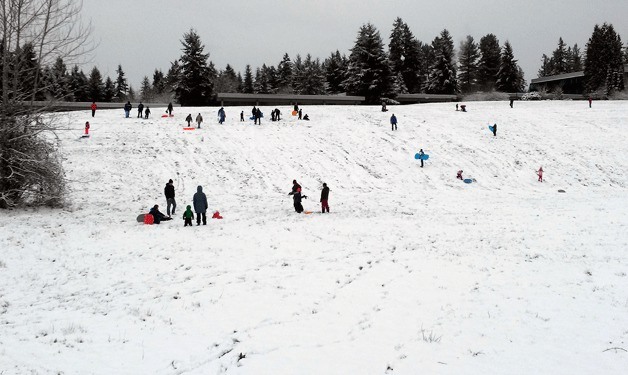 Families in Bellevue's Overlake area take to the slopes on Sunday