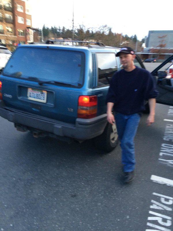 Police are searching for the driver (pictured) who allegedly struck a pedestrian with his vehicle