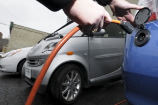 A plug-in capable Toyota Prius can be charged on a standard home 110 volt outlet