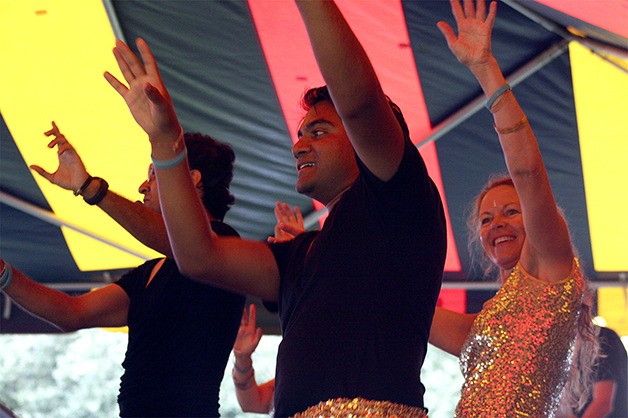 Dancers joined DJ Prashant at the Flavors of India festival Saturday and Sunday to teach attendees popular Indian dance moves.