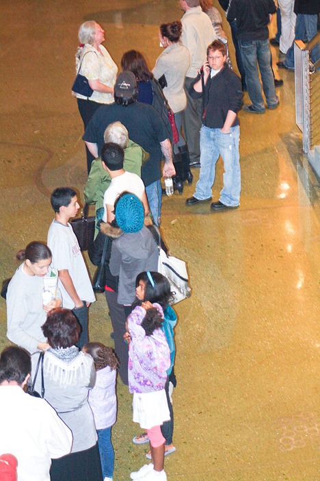 Voters stand in an estimated three hour long line at Bellevue City Hall on November 2