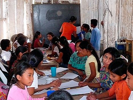 Third and fourth graders at Don Pancho School in Guatemala.