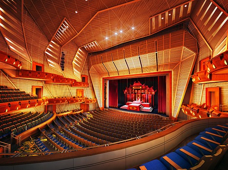 The main concert hall is shown in  this illustration for the Tateuchi Center.