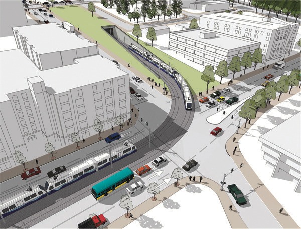 This rendering from Sound Transit shows what the corner of 112th Ave. NE and NE Second Street would look like facing northwest