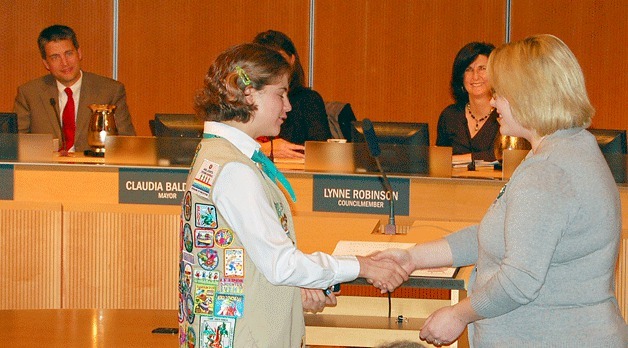 Natalie Doggett of Bellevue's Girl Scout Troop 51064 and a graduate of Newport High School