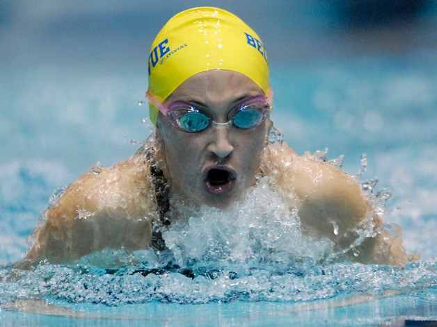 Wolverine freshman Kim Williams won the 100-yard breaststroke final heat at the WIAA 3A state swim and dive meet at the King County Aquatic Center in Federal Way on Saturday.