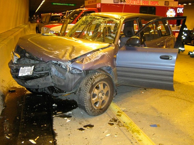 A woman wrecked her car as a result of texting while driving.