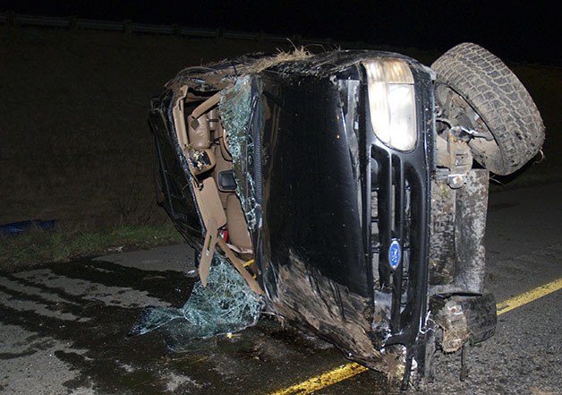 This is one of two vehicle involved in a road rage incident on I-90 in Bellevue Wednesday night that resulted in both vehicles rolling over