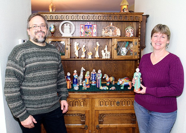 Phil and Diane Garding show a small fraction of their 250 nativity sets that they have collected from around the world.