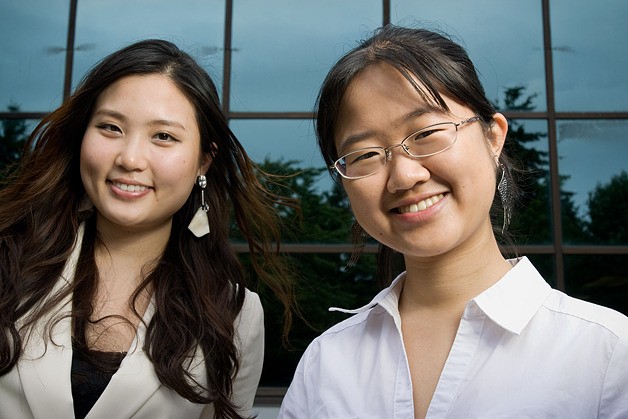 Liv Nam (left) and Amy Li are running the local branch of a nationwide SAT prep program through Ivy League Insiders.