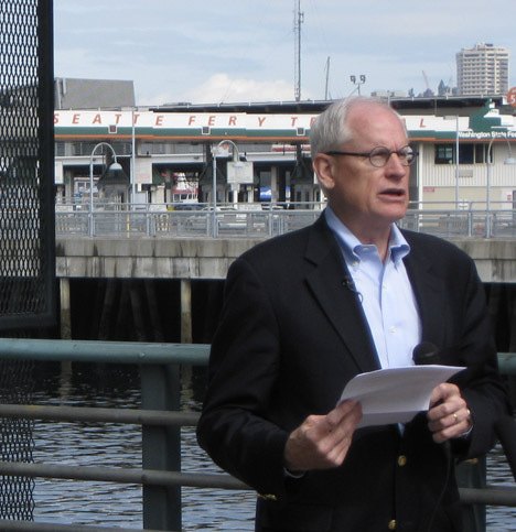 King County Executive candidate Fred Jarrett details his plans for fixing King County's woes during a press conference in Seattle on July 9.