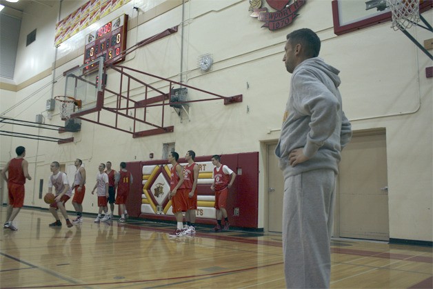 Newport assistant coach Jeff Hansen looks on during a recent practice.