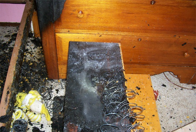 An unattended candle caused a fire that burned through the downstairs bedroom of a Bellevue home