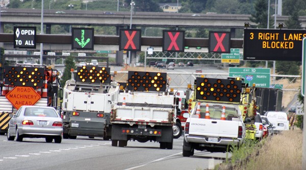 Much of westbound Interstate 90 is blocked after a 15-vehicle accident Wednesday morning.