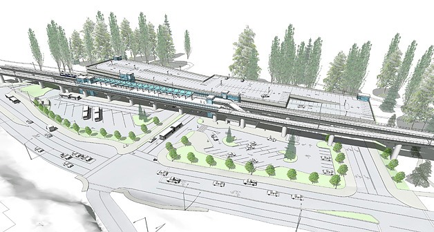 An artist rendering shows the South Bellevue Link light-rail stop.