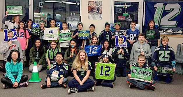 Math students at Chinook Middle School celebrate Blue Friday at the school on Jan. 9. The picture was featured on the Seahawks app for its 12s in Education promotion. Send us your best photos of 12th Man pride